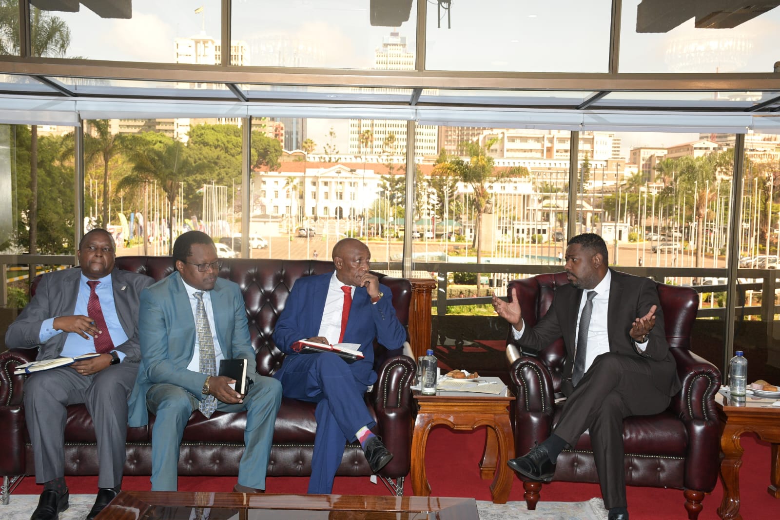 From right: Principal Secretary, State Department for Investment Promotion, Mr. Abubakar Hassan Abubakar, Prof. Dominic Mwenja, Chairman of the CBK Pension Fund; Dr. Jonah Aiyabei, CEO of the Public Service Superannuation Fund (PSSF); and Mr. Obed Mbuvi of the PSSF, during the GIF dialogue with the World Bank and pension partner