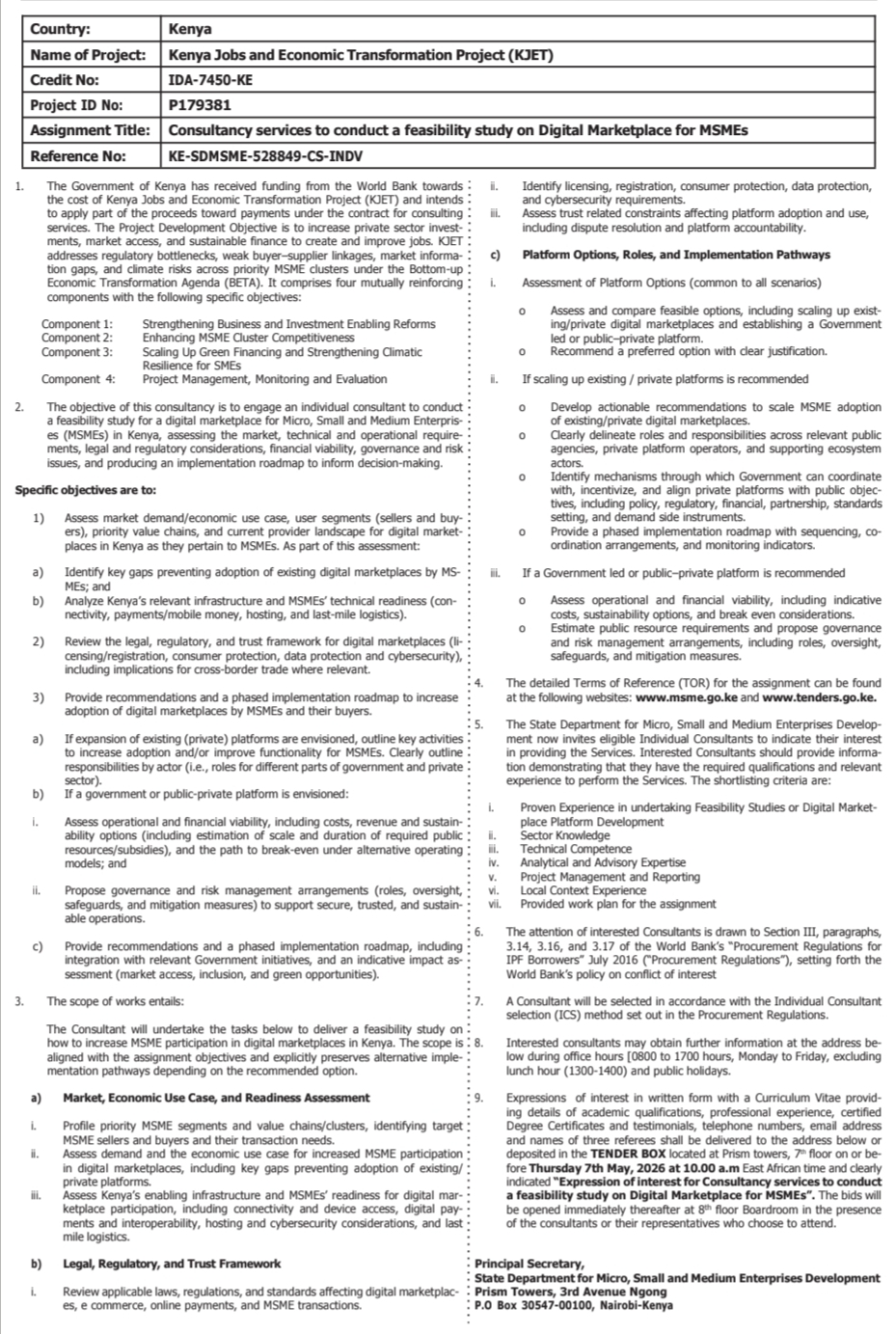 Consultancy Services to Conduct a Feasibility Study on Digital Marketplace