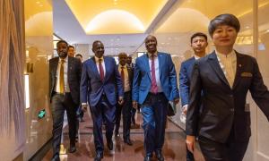 MITI CS Hon. Lee Kinyanjui and PS Abubakar Hassan with H.E. President William Ruto at the Kenya-China Investor Roundtable in Beijing. Photos: Courtesy