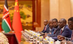 MITI CS Hon. Lee Kinyanjui and PS Abubakar Hassan with H.E. President William Ruto at the Kenya-China Investor Roundtable in Beijing. Photos: Courtesy